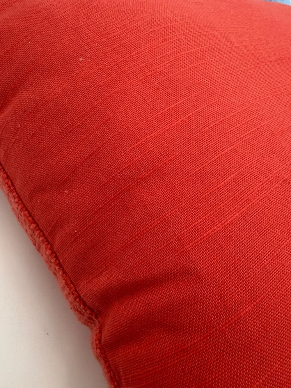 Set of Two Decorative Pillows in Light Blue and Red